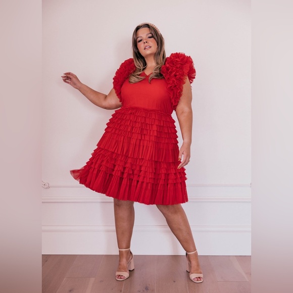 JessaKae Plus Size Red Cherish Dress 4XL - Picture 2 of 15